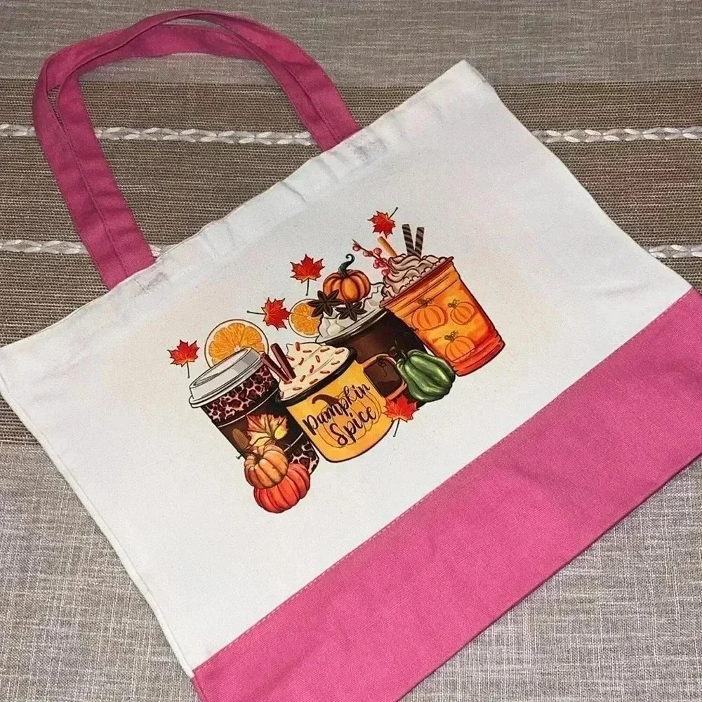 “Pumpkin Spice/Coffee” / Fall Canvas Tote Bag - Fall/Autumn Design